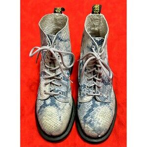 Dr Martens 1460 Pascal Blue Grey Snakeskin Leather Boots 8 Hole Size 39 8 US